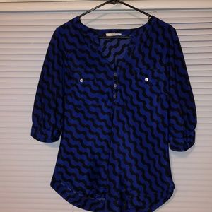 Black and Blue Patterned Blouse